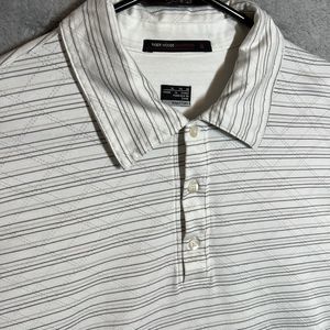 Tiger Woods Collection Polo Shirt Mens XL Nike Fit Dry White Stripe/Diamond Golf